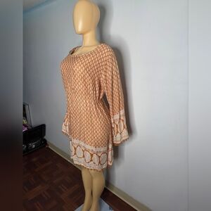 S.R Fashion women's boho brown/cream floral design  dress size XXL